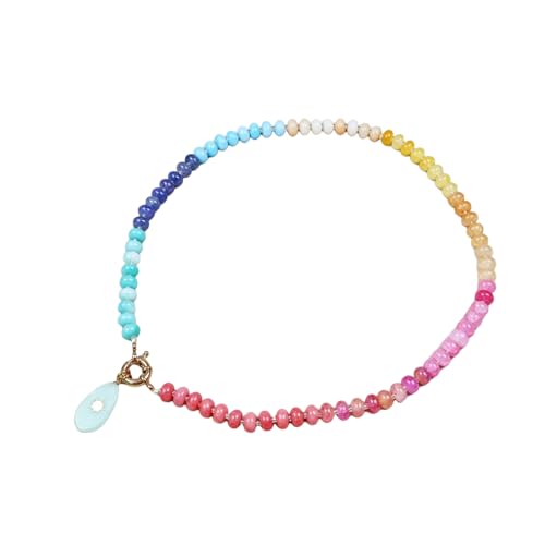 Böhmische Bunte Naturstein Anhänger Halskette Sommer Strand Dopamin Chunky Charms Schmuck für Frauen von Hao Wu Xuan