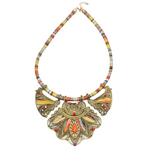 Böhmische Halskette Stammes- und ethnisch inspiriert Regenbogenfarbe Schmuck Streifen Lätzchenkette Statement Chunky Frauen Halsketten von Hao Wu Xuan