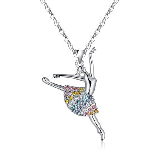 Cartoon Kreativ Regenbogen Strass Ballett Mädchen Anhänger Halskette Mode Frauen Schmuck Accessoires Kindertag Geburtstagsgeschenke von Hao Wu Xuan