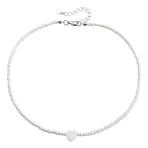 Choker Halsketten Weiße Reis Perlenkette Liebe Fritillary Anhänger Layered Collares Para Mujer für Mädchen von Hao Wu Xuan