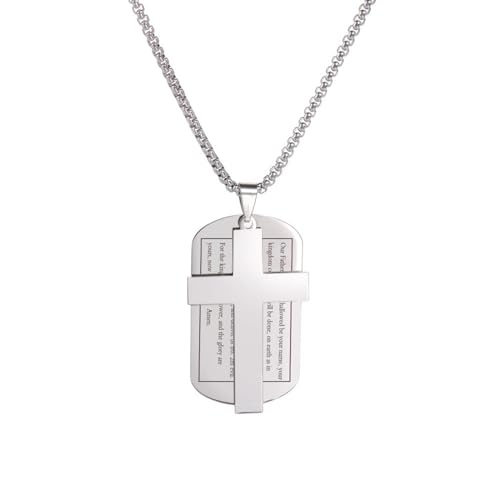 Christliche Bibel Kreuz Edelstahl Halsketten Silberfarbe Große Doppelanhänger Halskette Herrenschmuck Kragen corrente masculina Christliche Bibel Kreuz Edelstahl Halsketten Silberfarbe Große Doppelanhänger Halskette Herrenschmuck Kragen corrente masculina von Hao Wu Xuan
