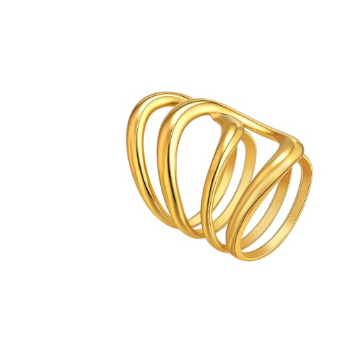 Chunky Manschettenarmbänder für Frauen, offener Armreif verstellbar, Edelstahl hohle Handgelenk Arm Manschetten Wickelarmband von Hao Wu Xuan