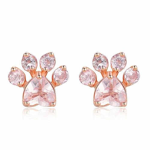 Creative Footprint Rosa Kristall Zirkon Ohrstecker für Frau Hochzeit Schmuck Geschenk Niedliche Rose Gold Farbe Kleine Klaue Ohrringe von Hao Wu Xuan