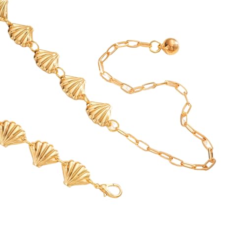 Damen Sommer Retro Gold Farbe Muschel Taille Kette Bohemian Bikini Gürtel Bauch Kette Mode Strand Party Körperschmuck Geschenke von Hao Wu Xuan