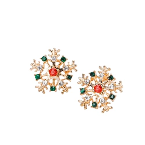 Delie Multicolor Schneeflocke Kristall Zirkon Ohrstecker für Frauen Glanz Strass durchbohrt Weihnachten Blume Schmuck Geschenk von Hao Wu Xuan