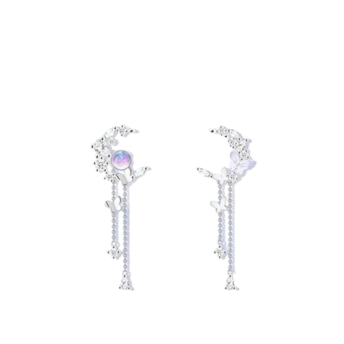 Delie Niedliche Zirkon Mond Quaste Schmetterling Ohrstecker Für Frauen Koreanische Mode Asymmetrische Ohrringe Mädchen Party Schmuck von Hao Wu Xuan