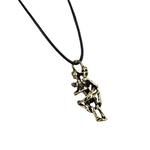 Dongsheng Mode Umarmung Doppel Skelett Schädel Anhänger Kreuz Halskette Leder Seil Kette für Männer Frauen Schmuck von Hao Wu Xuan