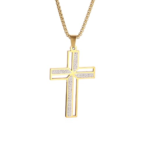 Edelstahl Exquisite Cubic Cross Anhänger Halskette für Männer und Frauen Hip Hop Religiöser Glaube Glück Amulett Schmuck von Hao Wu Xuan
