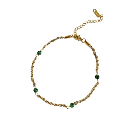 Edelstahl Natürliche Perle Malachit Twist Kette Fußkettchen Ins Vergoldet Anlaufen Frei Handgemachte Tägliche Schmuck Frauen von Hao Wu Xuan