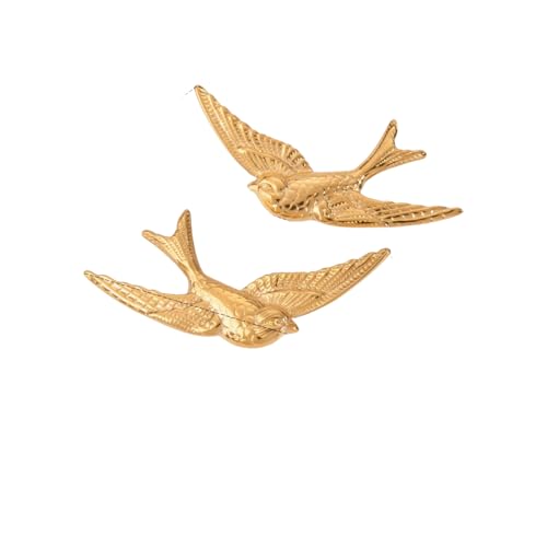 Edelstahl Schwalbe Vogel Ohrstecker Ohrringe Goldene Textur Tiere Ohrringe für Frauen Retro Dekorativer Schmuck Party Geschenk von Hao Wu Xuan