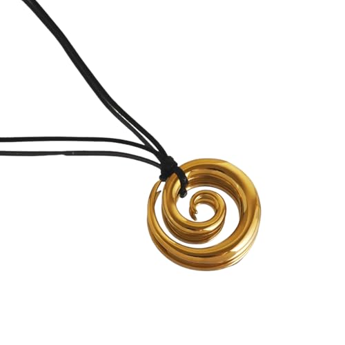 Edelstahl Vintage Spiral Anhänger Leder Seil Halskette Vergoldet Anlaufen frei Unisex Schmuck von Hao Wu Xuan