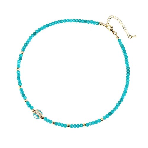 Edelstein Perlen Schlüsselbein Kette Teufelsauge geformt Bohemian Choker Halskette Damen Party Schmuck von Hao Wu Xuan