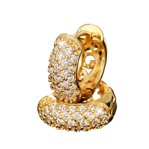 Einfache Elegante Gold Farbe Creolen Frauen Luxus Gepflastert Brillant CZ Stein Braut Hochzeit Ohrringe Temperament Schmuck von Hao Wu Xuan