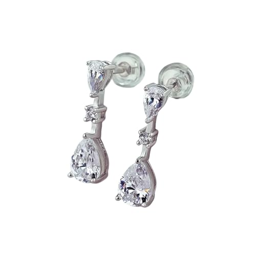 Einfache Elegante Wasser Zirkon Ohrringe für Frauen Silberfarbe Temperament Anmutige Dame Ohrringe Schmuck von Hao Wu Xuan