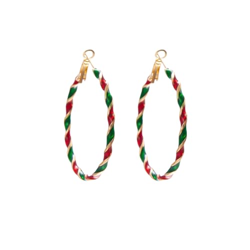 Einfache große Creolen Kreis Rot Grün Spiral Ohrstecker für Frauen Mädchen Punk Runde baumeln Weihnachten Piercing Schmuck Jahr Geschenk von Hao Wu Xuan