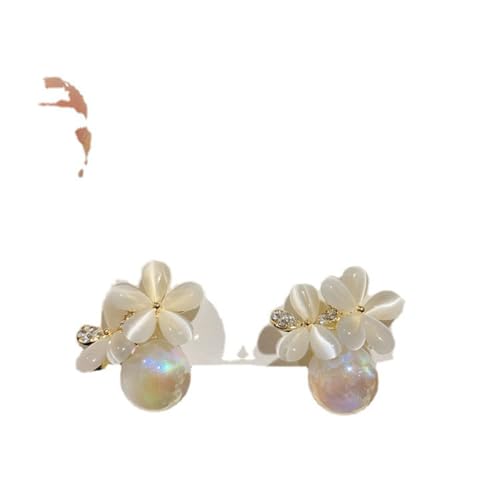 Einfache süße Opalblume Ohrstecker Koreanische Mode Imitation Perlenohrringe für Frauen süße Mädchen tägliche Accessoires von Hao Wu Xuan
