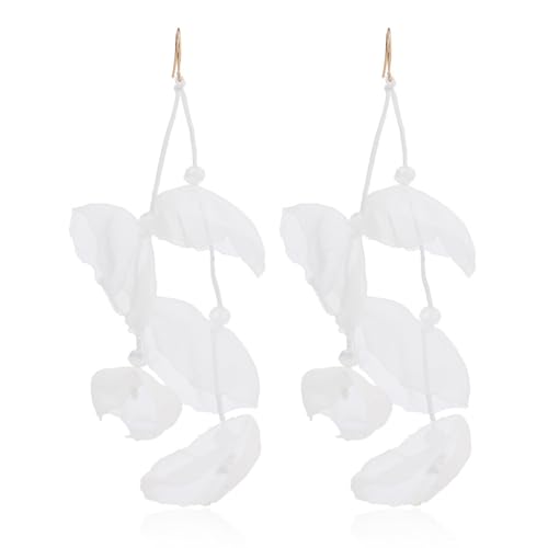 Elegante Spitze Stoff Blume Tropfen Ohrringe Mehrfarbige geschichtete Blütenblatt Ohrringe Boho Frauen Braut Hochzeit Party Schmuck Geschenke von Hao Wu Xuan