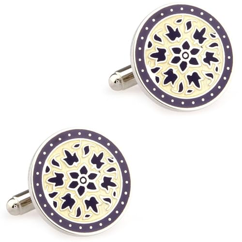 Emaille Manschettenknöpfe Herren Manschettenknöpfe Kreis Blumen von Hao Wu Xuan