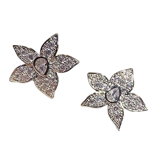Exquisite Blume Kristall Piercing Ohrringe Dame Vielseitige Anmutige Accessoires Süße Niedliche Mädchen Alltag Schmuck Geschenk von Hao Wu Xuan