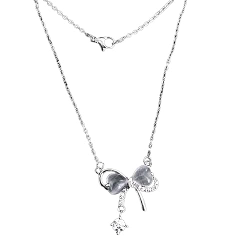 Exquisite Bowknot Anhänger Halskette Lady Graceful Schmuck mit hellem Chic simulierten Mondstein Accessoires Geschenk von Hao Wu Xuan