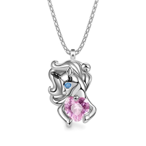 Exquisite Herz Rosa Kristall Einhorn Anhänger Halskette für Mädchen Mode Prinzessin Märchen Halskette Party Schmuck Geburtstagsgeschenke von Hao Wu Xuan