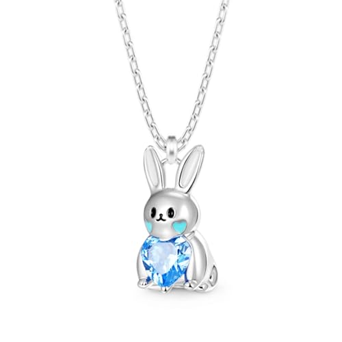 Exquisite Herzform Blau Kristall Kaninchen Anhänger Halskette Für Frauen Mode Mädchen Cartoon Hase Tierschmuck Einzigartiges Geburtsgeschenk von Hao Wu Xuan