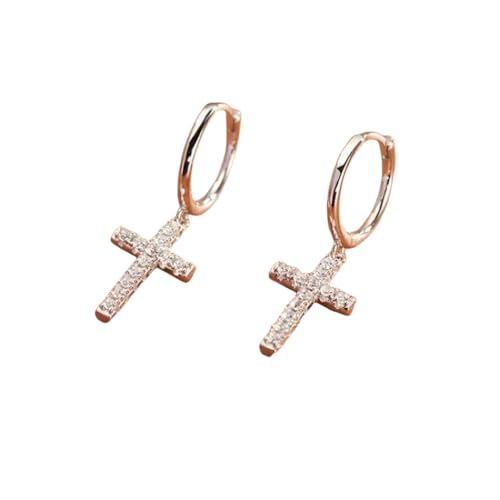 Exquisite Mode Micro Pave Zirkon Edelstahl Christ Kreuz Tropfen Ohrringe für Männer Frauen Trendige Glamour Religiöser Schmuck von Hao Wu Xuan