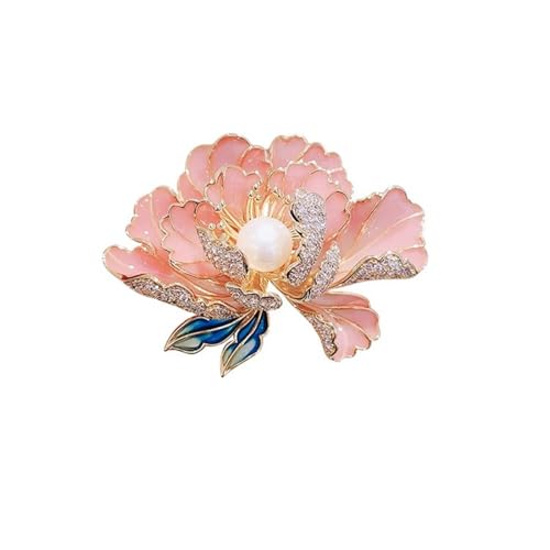Exquisite Perle Pfingstrose Blume Brosche für Frauen Trendige Kristall Strass Corsage Hemd Hut Bankett Hochzeit Schmuck Geschenke von Hao Wu Xuan