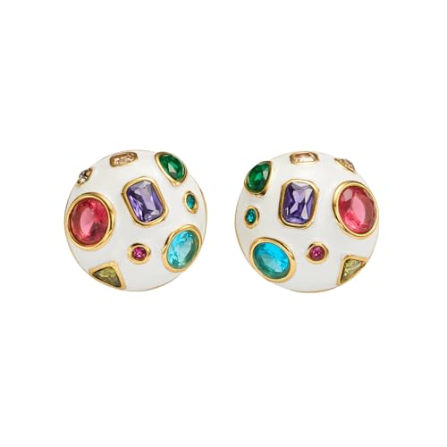 Französischer romantischer Pilz Runde Bunte Zirkon Ohrringe Vergoldete hypoallergene Edelstahl Kleid Schmuck von Hao Wu Xuan