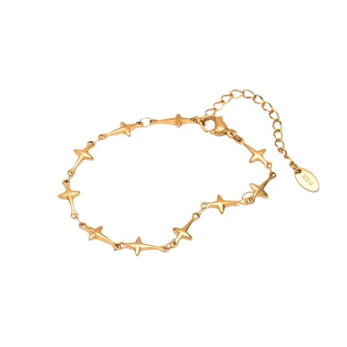 Frauen Armband Edelstahl Kette, Gold Farbe Verstellbares Glied Hand Handgelenk Schmuck, Nickelfrei Hypoallergen von Hao Wu Xuan