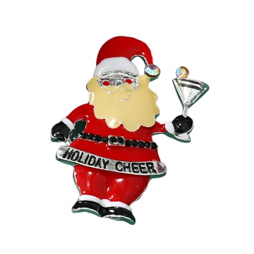 Fröhliche Weihnachtsmann Broschen für Frauen Männer Emaille Strass Schmuck Weihnachtsbaum Handschuhe Wäscheklammern von Hao Wu Xuan