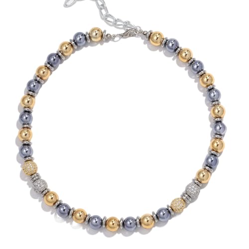 Gold Farbe Kugel Perlen Choker Armband Halskette Frauen Männer Trend Runde Perlen Kurze Halskette Stack Schmuck von Hao Wu Xuan