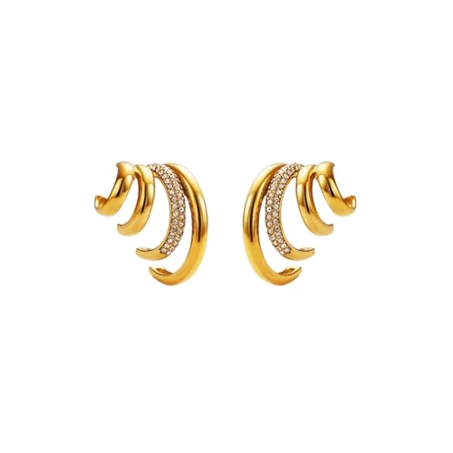 Gypsy Four Layer Claw Iced Out Zirkon Ohrringe Vergoldete hypoallergene Edelstahldame Eleganter Schmuck von Hao Wu Xuan