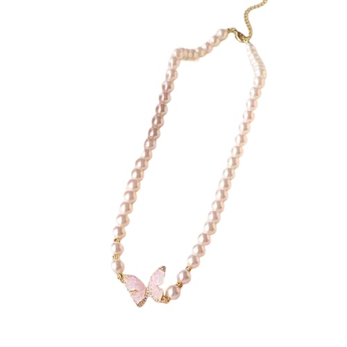 Hao Wu Xuan 1/4pcs Elegantes Schmuckset Schmetterling Anhänger Imitation Perlenkette Ohrring Set für Frauen Mädchen Schmuck Zubehör von Hao Wu Xuan