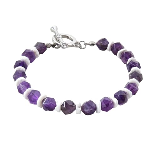 Hao Wu Xuan 1 Stück Beach Resort Naturstein Amethyst Facette, Muschel Nähte Armband, Damen tägliche Kleidung von Hao Wu Xuan