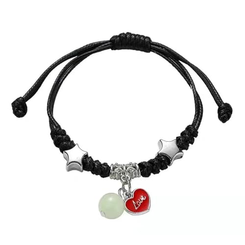 Hao Wu Xuan 2025 Leuchtende Perlen Stern Unisex Paar Armband Charm Set mit Katze Blume Herz Schlüsselschloss Kreuz Passende Freundschaft Schmuck von Hao Wu Xuan