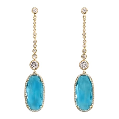 Hao Wu Xuan Ästhetische lange hängende Ohrringe für Frauen Blau Kubischer Anhänger Mode Luxus Weibliche Hochzeitsfeier Schmuck Geschenke von Hao Wu Xuan