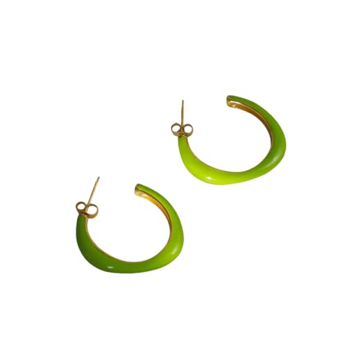 Hao Wu Xuan Avocadogrün Moderne Unregelmäßige Creolen Vergoldete hypoallergene Edelstahl Romantische Frauen Schmuck von Hao Wu Xuan