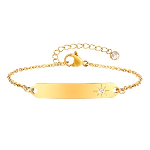 Hao Wu Xuan Benutzerdefinierte personalisierte Name ID Armband Gilrs Boy Geschenke, Edelstahl Curb Kette Link Kronenarmband nicht allergisch von Hao Wu Xuan
