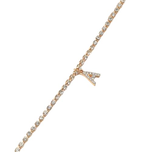 Hao Wu Xuan Bohemia Gold Farbe Strass Kette Knöchel Armband Fußkettchen für Frauen am Bein Fuß Schmuck 26 Buchstaben Initial Sommer Strand Geschenke von Hao Wu Xuan