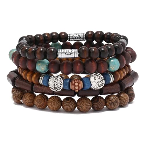 Hao Wu Xuan Bohemia Holz Perlenarmbänder Boho Chic Armbänder für Frauen Männer Weibliche Modeschmuck Accessoires Charms Party Geschenke von Hao Wu Xuan
