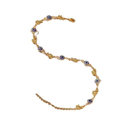 Hao Wu Xuan Bohemian Evil Eye Daisy Blume Fußkettchen für Frauen Perlen Perlen Elefant Fußkettchen Armband am Bein Sandalen Strand Schmuck Geschenke von Hao Wu Xuan
