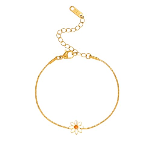 Hao Wu Xuan Daisy White Tropfen Kleber Blume Sommer Jugend Vergoldet Edelstahl Schmuck für Mädchen von Hao Wu Xuan