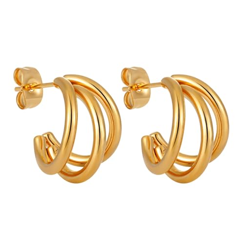 Hao Wu Xuan Damen Edelstahl Temperament geometrische mehrschichtige unregelmäßige Creolen Mode Persönlichkeit kann wasserdicht sein von Hao Wu Xuan