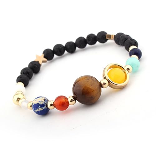 Hao Wu Xuan Damenmode Schmuck Armband - Galaxie Sonnensystem Wächter Stern Naturstein Perlen Armreif - Universum Acht Planeten von Hao Wu Xuan