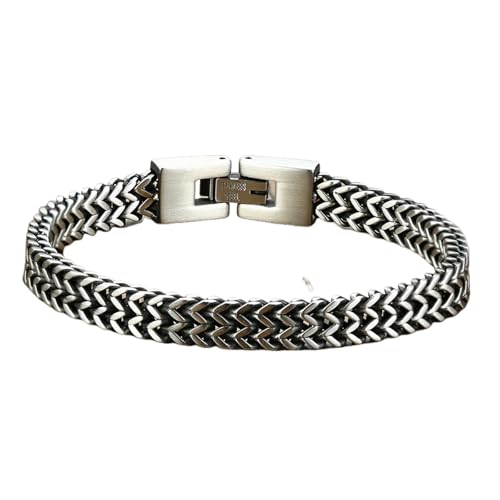 Hao Wu Xuan Doppel Fuchsschwanz Kette Armband Vantage Silberfarbe Byzantinisches Edelstahl Glied Männer Armband In 7,7" 8,25" Ehemann Papa Geschenk von Hao Wu Xuan