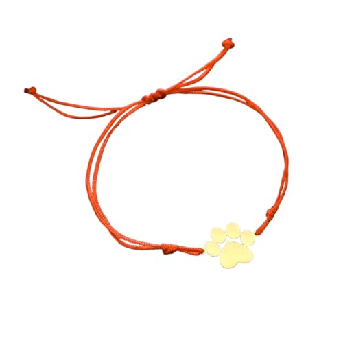 Hao Wu Xuan Edelstahl Armbänder Cartoon Hund Pfote Hand geflochten Glück Schwarz Rot Seil Mode Charm Armband für Frauen Schmuck Geschenk von Hao Wu Xuan