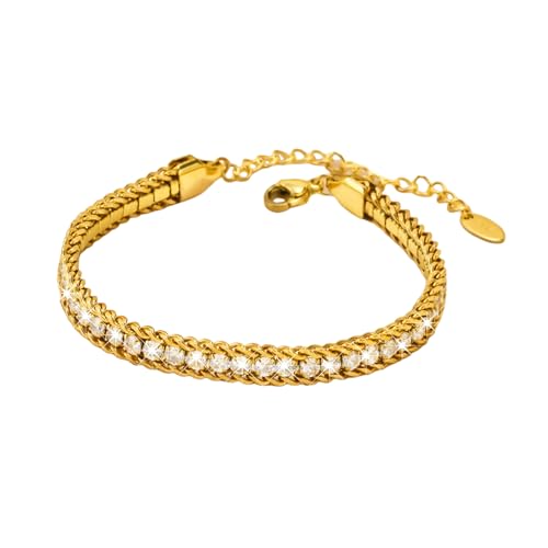 Hao Wu Xuan Edelstahl Schmuck Tennis Kette Frauen Armbänder Bling Zirkon Gold Farbe Hochzeit Geburtstagsfeier Valentinstag Geschenk Hao Wu Xuan Edelstahl Schmuck Tennis Kette Frauen Armbänder Bling Zirkon Gold Farbe Hochzeit Geburtstagsfeier Valentinstag Geschenk von Hao Wu Xuan