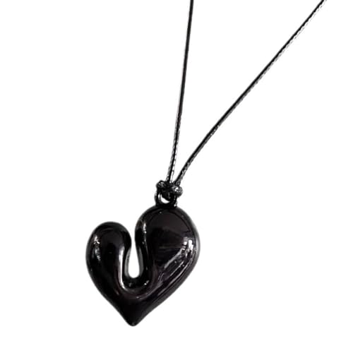 Hao Wu Xuan Einzigartige unregelmäßige Herz-Charm-Halskette Modische Herz-Anhänger-Halskette Verstellbare Kordel für stilvolle Mädchen-Accessoires von Hao Wu Xuan