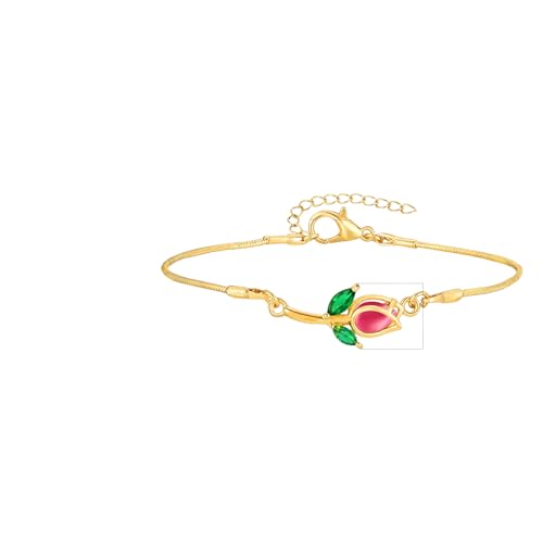 Hao Wu Xuan Elegante Tulpe Rose Armband Für Damen Armbänder Mädchen Bunte Blume Gold Farbe Kette Armbänder Ästhetischer Schmuck Mama Geschenk von Hao Wu Xuan